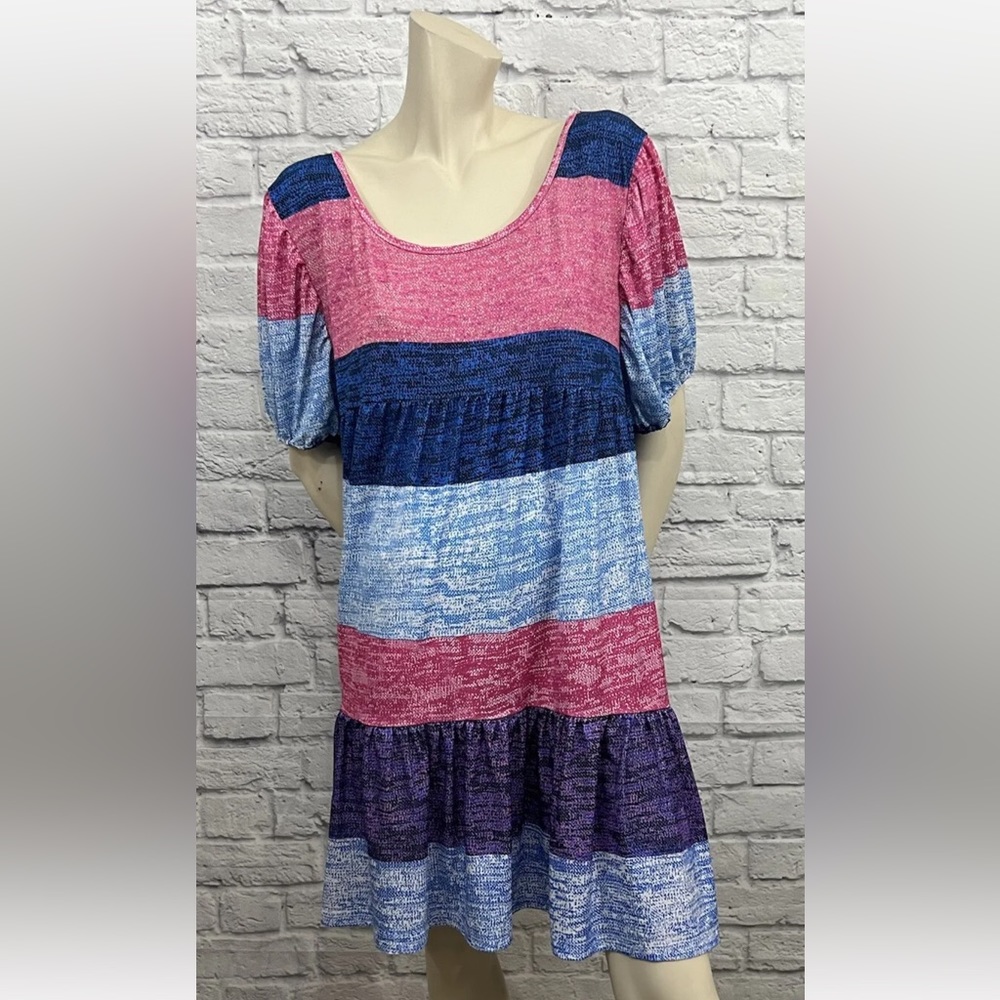 *HOST PICK* LILY BY FIRMIANA MULTI COLOR STRIPED SHORT SLEEVE DRESS SIZE 3XL